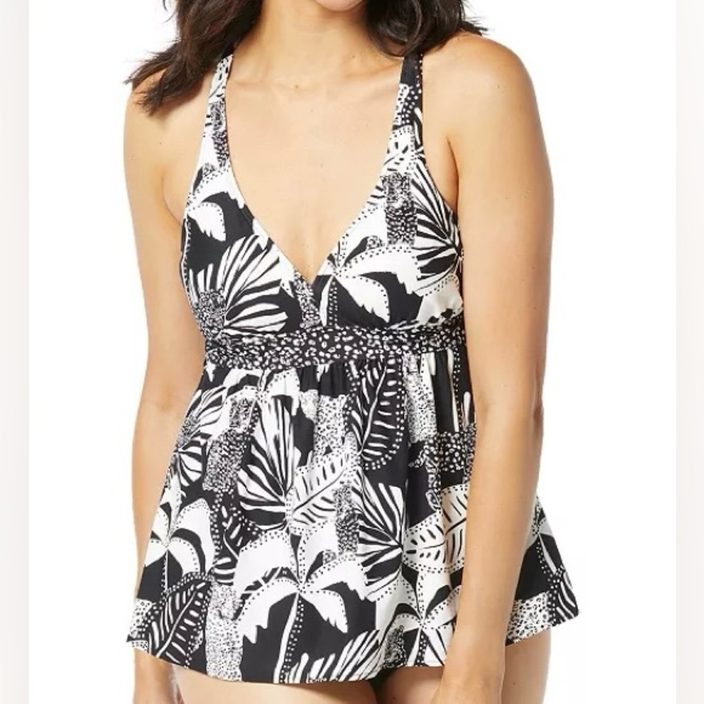 Coco Reef Bra Sized Underwire Tankini Top - Midnight Jungle | Sz 38DD